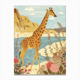 Giraffe By The Water 1 Canvas Print