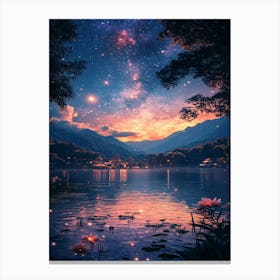 Starry Sky Over Lake 3 Stampe su tela