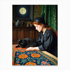 Witch And Cat 1 Canvas Print