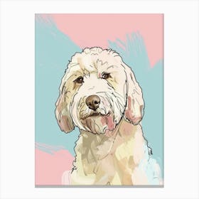 Pastel Lagotto Romagnolo Dog Pastel Line Illustration  1 Canvas Print