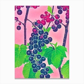 Black Currant Risograph Retro Poster Fruit Canvas Print