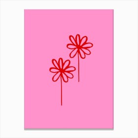 Two Daisies On Pink Background Canvas Print
