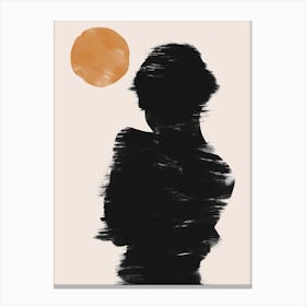 Woman Silhouette With Sun Canvas Print
