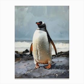 Adlie Penguin Cuverville Island Oil Painting 3 Canvas Print