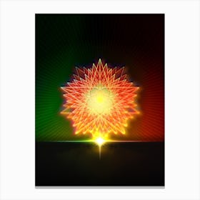 Neon Geometric Glyph in Watermelon Green and Red on Black n.0124 Canvas Print