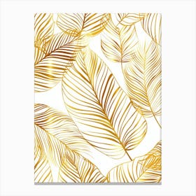 Gold Palm Leaves Seamless Pattern Canvas Print