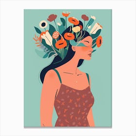 Illustration Of A Woman With Flowers On Her Head 1 Canvas Print