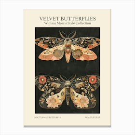 Velvet Butterflies Collection Nocturnal Butterfly William Morris Style 8 Canvas Print