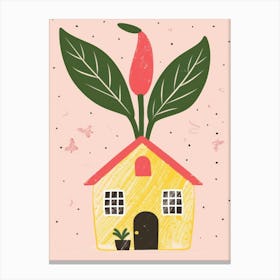 House With A Plant Canvas Print