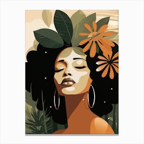 Afro Girl In The Jungle Canvas Print