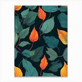 Autumn Leaves Seamless Pattern 13 Canvas Print