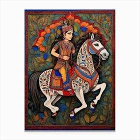 Default A Gracefully Galloping Man On A Majestic Horse Is Depi 1 Canvas Print