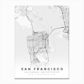 San Francisco California White Map Canvas Print