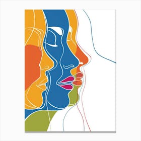 Abstract Women Faces In Line 4 Canvas Print