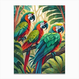 Parrots In The Jungle 5 Canvas Print