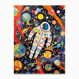 Astronaut space Colourful Illustration 12 Canvas Print