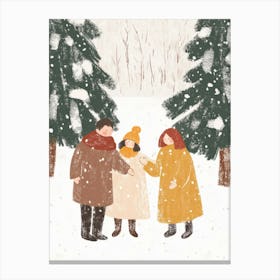 Happy Family in the Winter Forest. Nursery Canvas Print