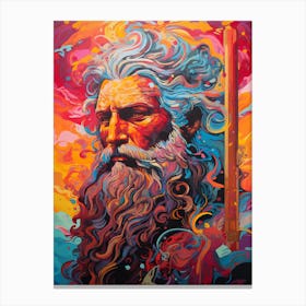  A Silk Screen Portrait Of Poseidon With Trident 4 Canvas Print