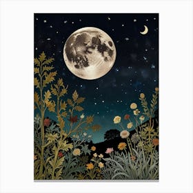 Moonlight In The Meadow Style William Morris 1 Art Print 1 Canvas Print