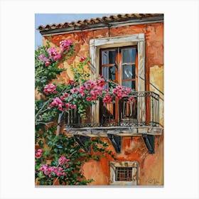 Balcony View Painting In Athens 3 Canvas Print