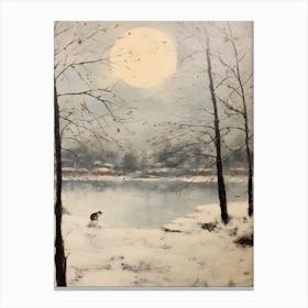 Vintage Winter Animal Painting Vole 1 Canvas Print