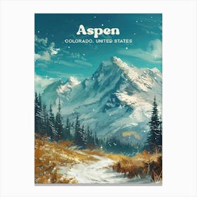 Aspen Pitkin County Digital Travel Illustration Canvas Print