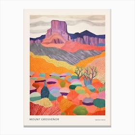 Mount Grosvenor United States 1 Colourful Mountain Illustration Poster Canvas Print