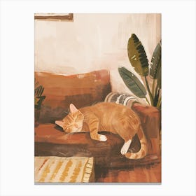 Cat Sleeping On The Couch 4 Canvas Print