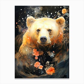 Bear With Flowers 2 Canvas Print