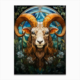 Ram In Stained Glass Canvas Print