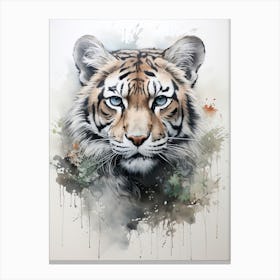 Tiger, Japanese Brush Painting, Ukiyo E, Minimal 2 Canvas Print