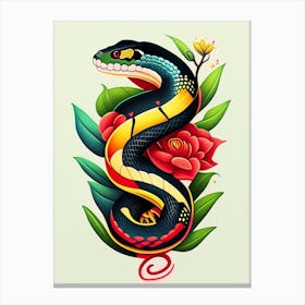Mangrove Snake Tattoo Style Canvas Print
