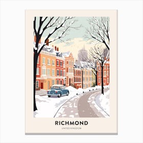 Vintage Winter Travel Poster Richmond England 2 Canvas Print