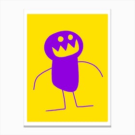 Kids Art Purple and Yellow Monster Pop Art Canvas Print