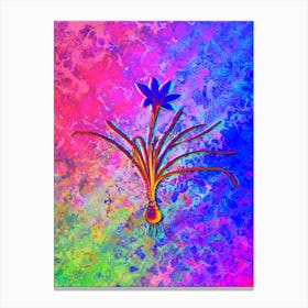 Rain Lily Botanical in Acid Neon Pink Green and Blue n.0255 Canvas Print