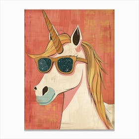 Storybook Style Unicorn With Sunglasses Muted Pastels 1 Canvas Print