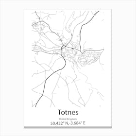 Totnes,United Kingdom Minimalist Map Stampe su tela