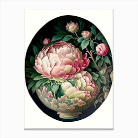 Bowl Of Beauty Peonies Vintage Botanical Canvas Print