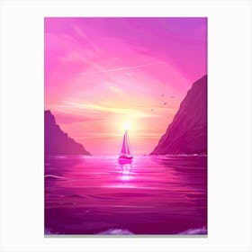 Sunset With A Sailboat Canvas Print