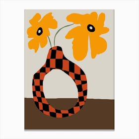 Modern pottery and flower Canvas Print