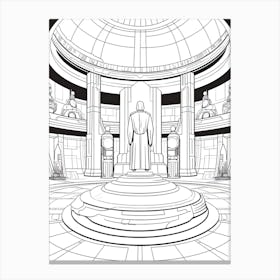 The Jedi Temple (Star Wars) Fantasy Inspired Line Art 3 Canvas Print