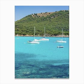 Cala Ratjada Sailboats In The Sea Canvas Print