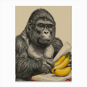 Gorilla Reading 1 Canvas Print