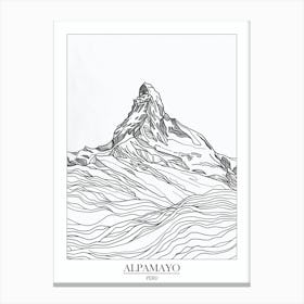 Alpamayo Peru Line Drawing 6 Poster Canvas Print