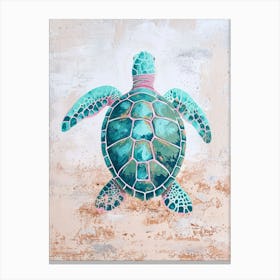 Simple Turquoise Sea Turtle Canvas Print