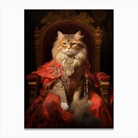 Cat On A Red Throne 5 Canvas Print