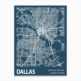 Dallas Blueprint City Map 1 Canvas Print
