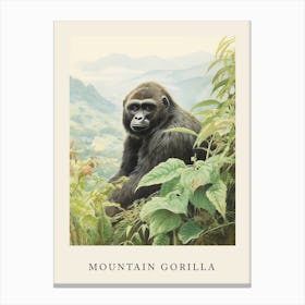 Beatrix Potter Inspired  Animal Watercolour Mountain Gorilla 1 Canvas Print