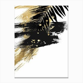 Gold And Black Palm Leaves 4 Canvas Print