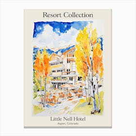Poster Of Little Nell Hotel   Aspen, Colorado   Resort Collection Storybook Illustration 2 Canvas Print
